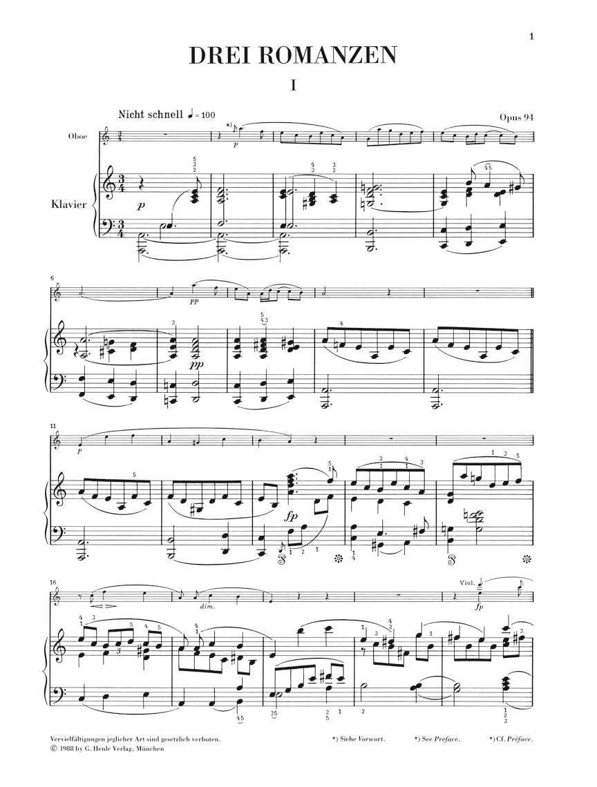 Schumann: 3 Romances, Op. 94 (Version for Clarinet)