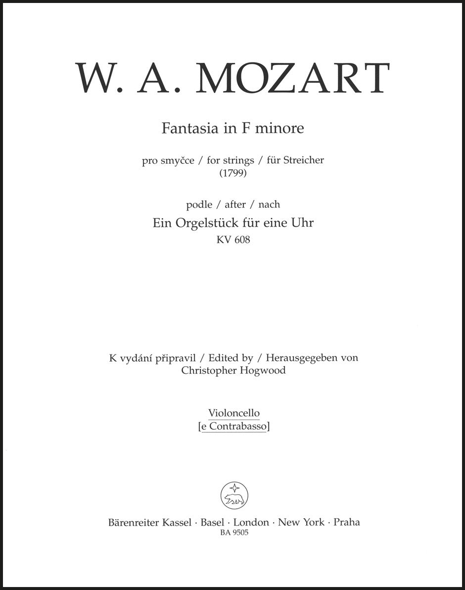 Mozart: Fantasia in F Minor, K. 608 (arr. for string quartet)