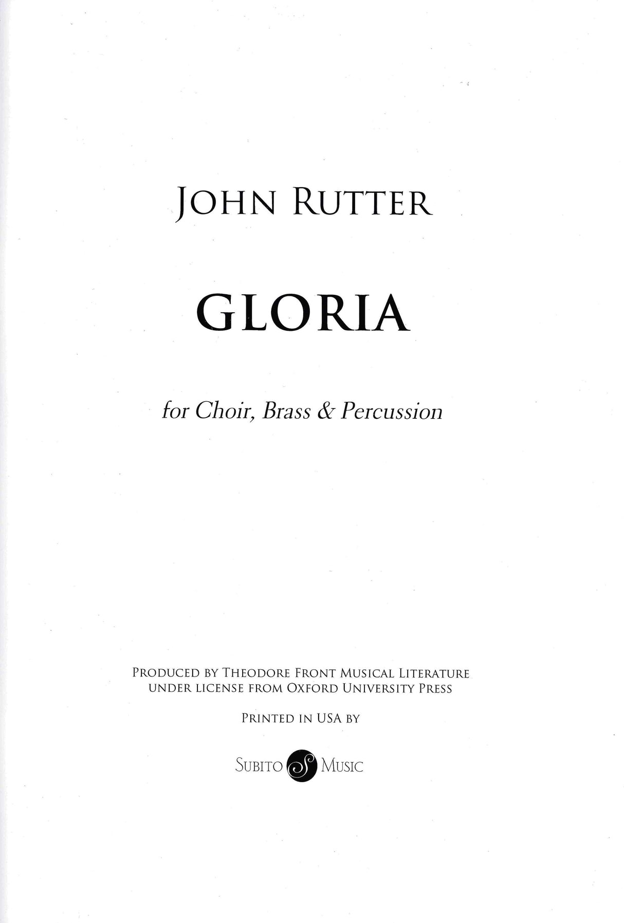 Rutter: Gloria (Version with Brass)