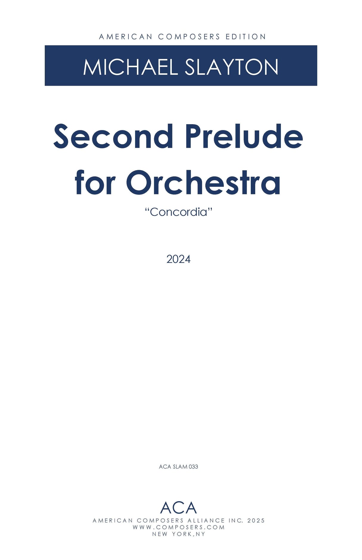 Slayton: Prelude No. 2 ("Concordia")