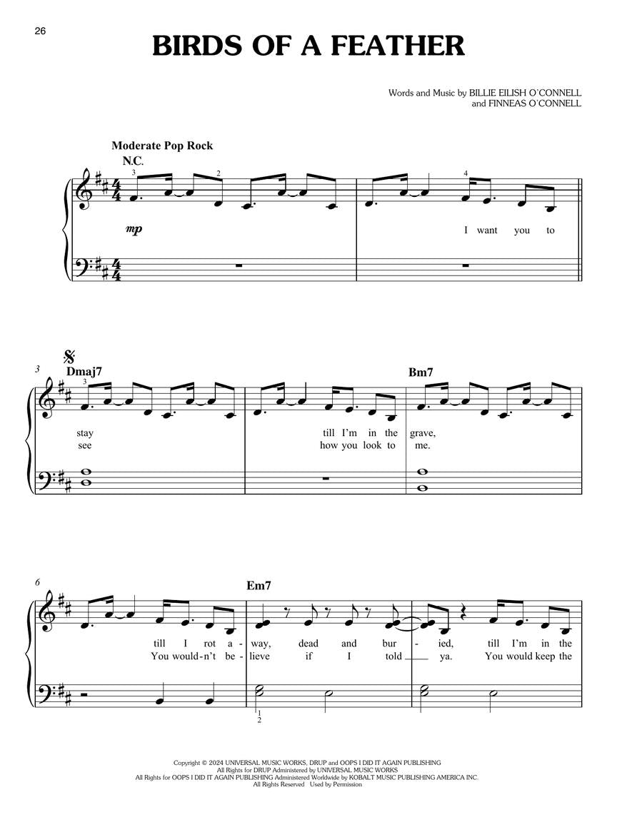 Billie Eilish – Hit Me Hard and Soft (arr. for easy piano)