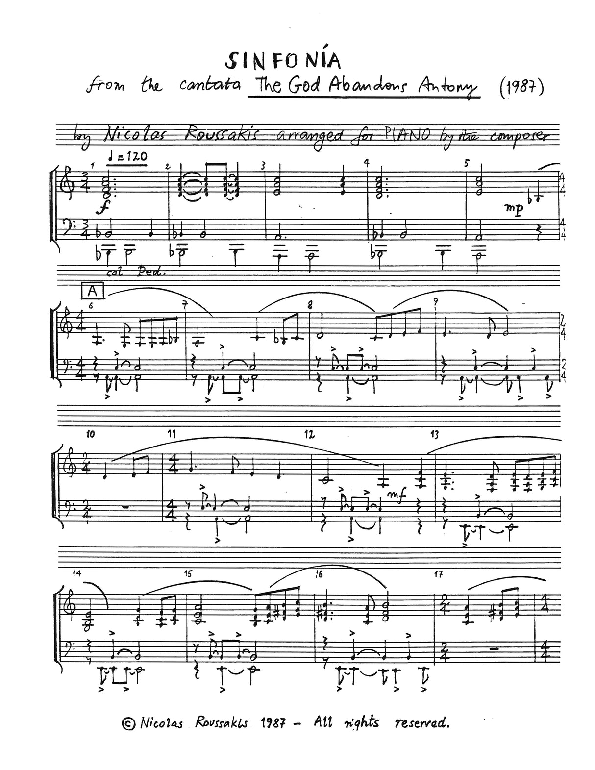 Roussakis: Sinfonía (arr. for piano)