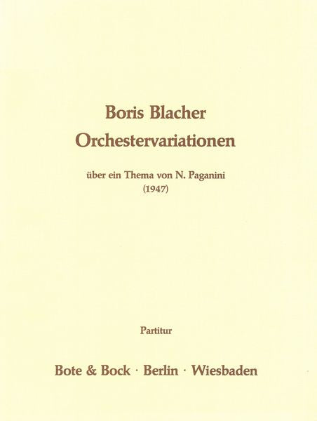 Blacher: Ochestral Variations on a Theme of Paganini, Op. 26