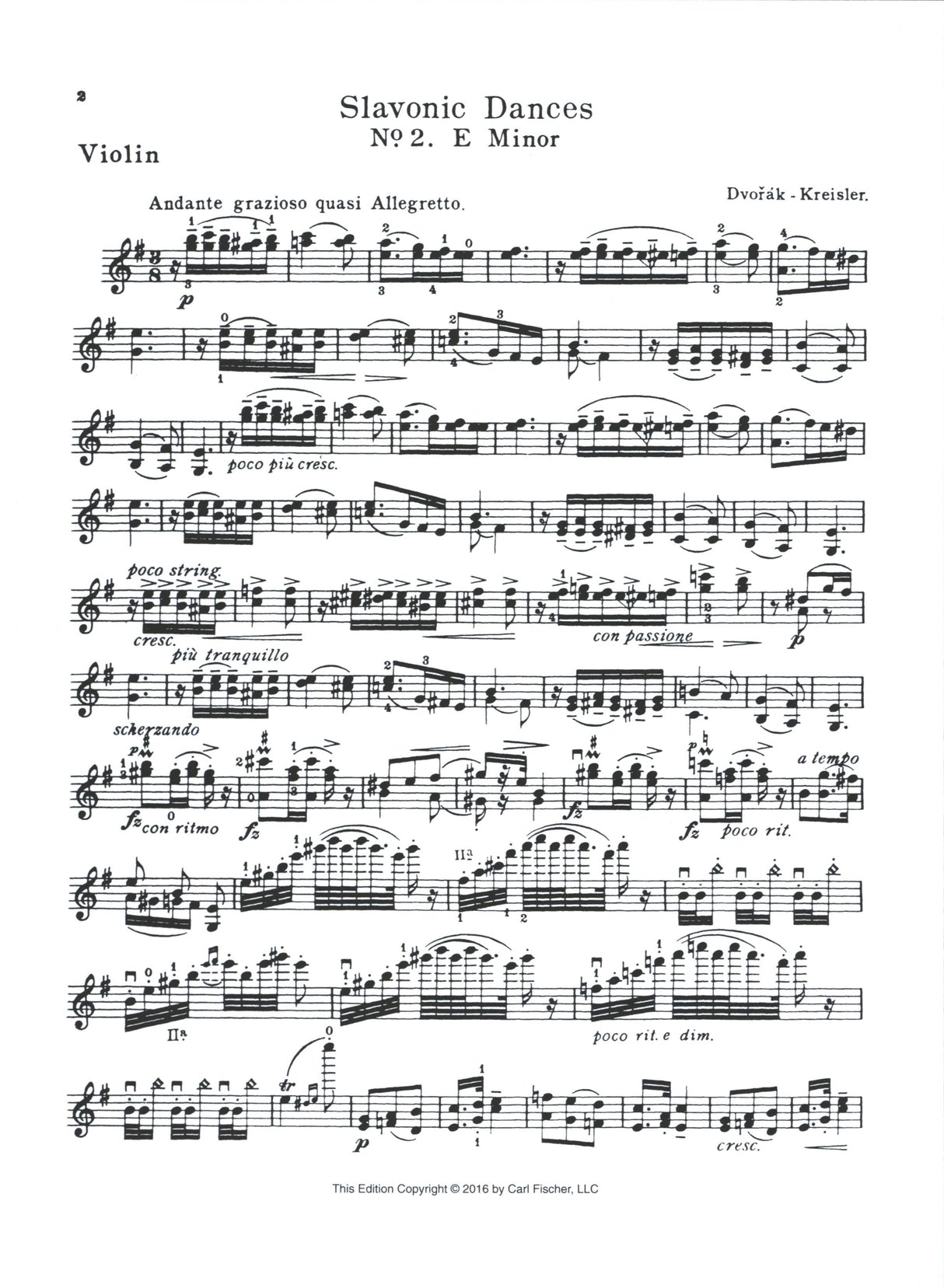 Dvořák: Slavonic Dance in E Minor, Op. 46, No. 2 (arr. for violin & piano)