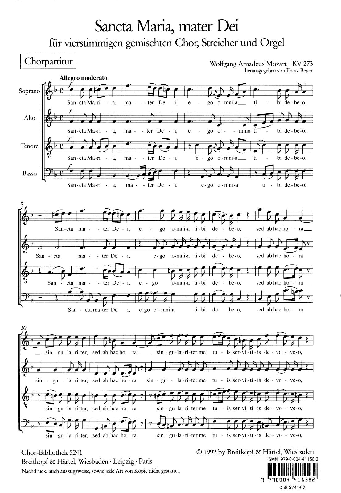 Mozart: Sancta Maria, mater Dei, K. 273