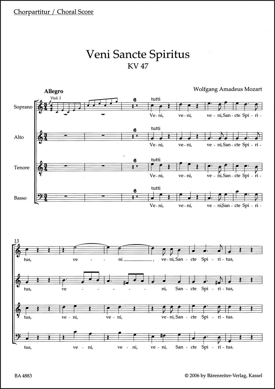 Mozart: Veni Sancte Spiritus, K. 47