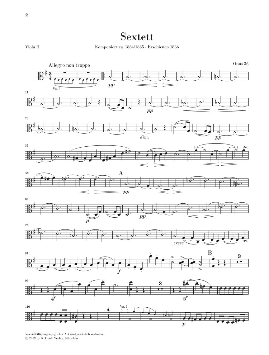 Brahms: String Sextet No. 2 in G Major, Op. 36