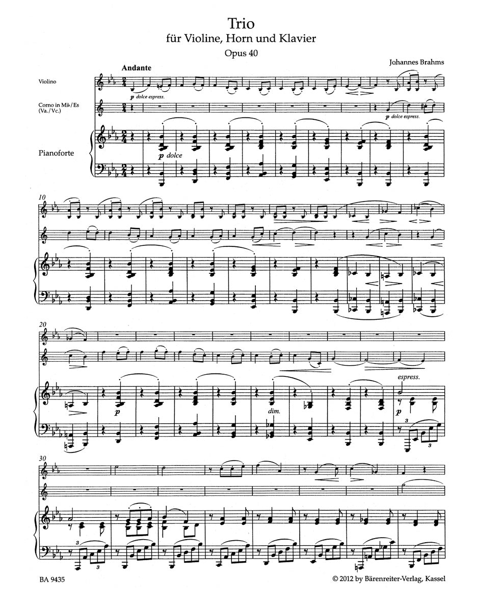 Brahms: Horn Trio, Op. 40