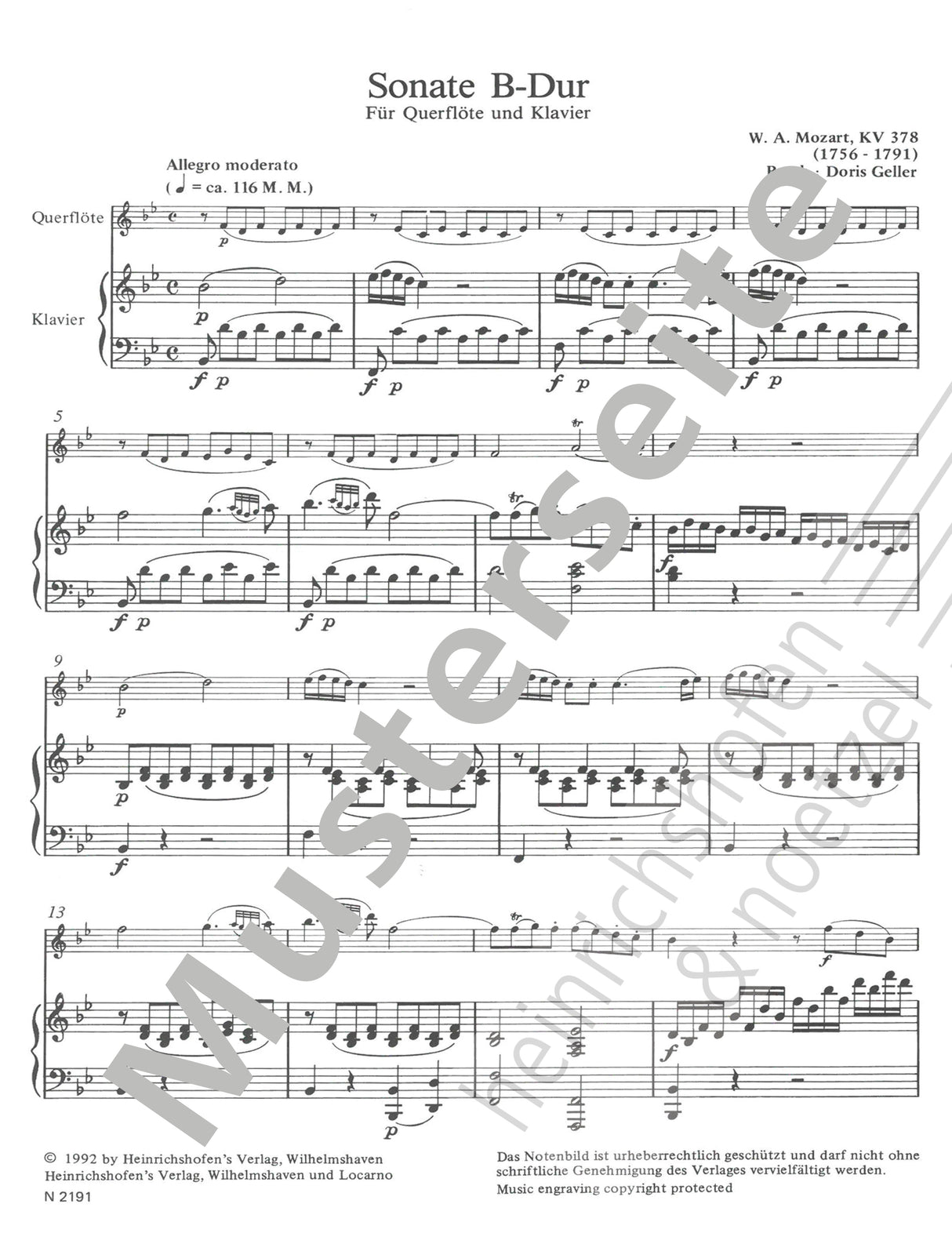 Mozart: Sonata in B-flat Major, K. 378 (arr. for flute & piano)