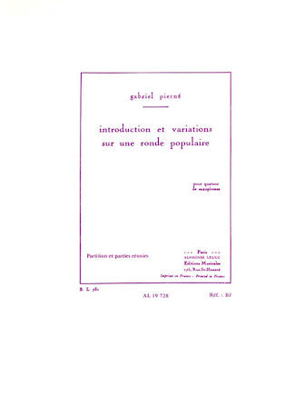 Pierné: Introduction et Variations sur une Ronde Populaire