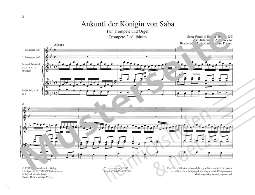 Handel: Arrival of the Queen of Sheba (arr. for trumpet & organ)