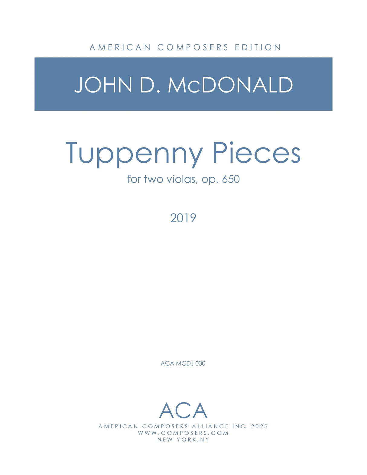 McDonald: Tuppenny Pieces, Op. 650