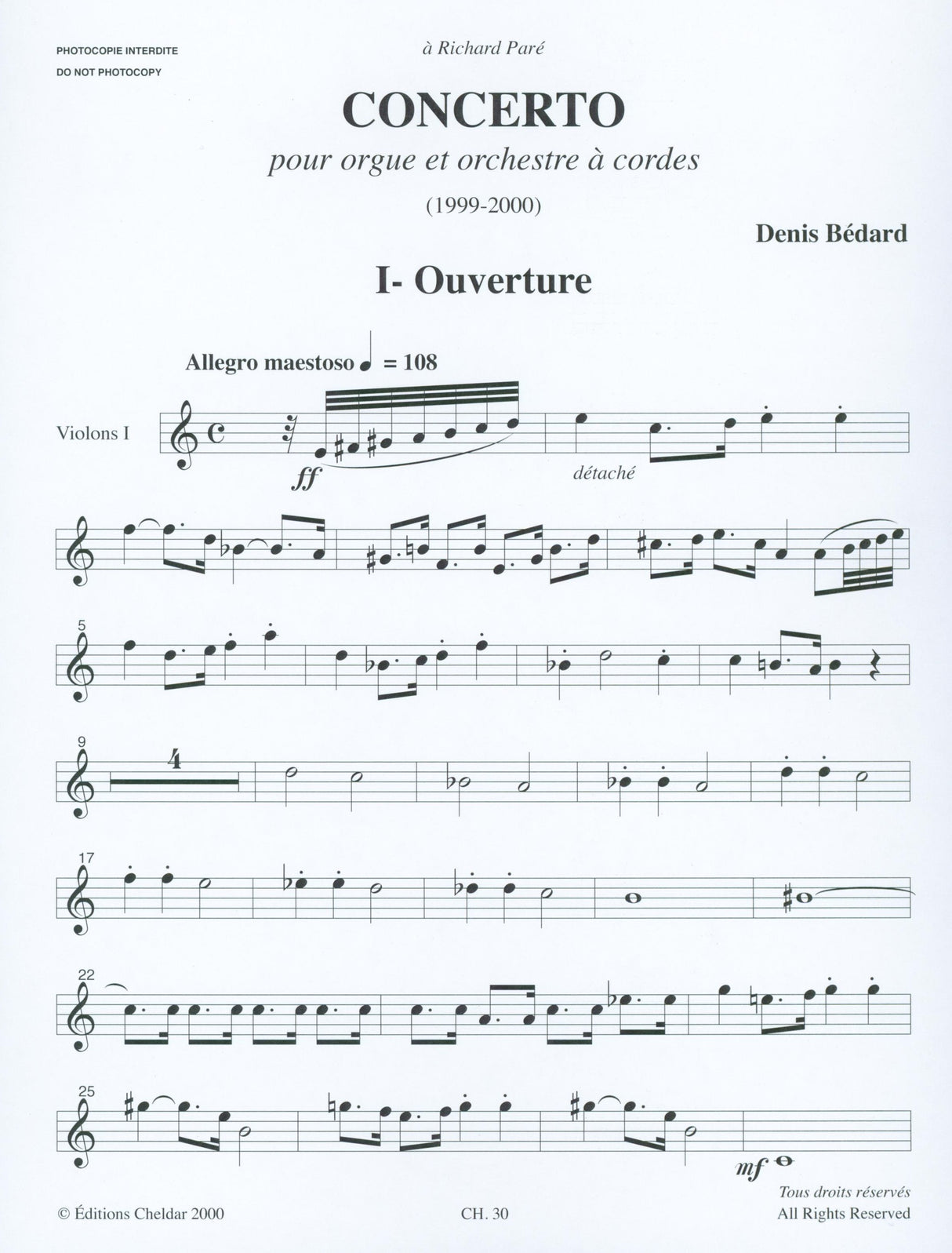Bédard: Concerto for Organ and String Orchestra