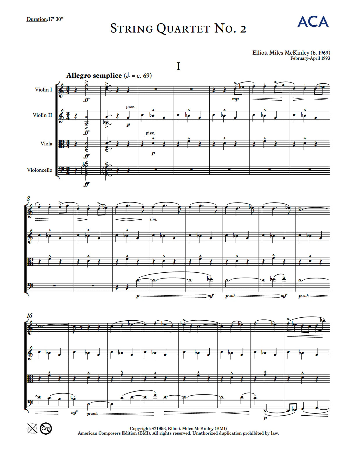 E.M. McKinley: String Quartet No. 2