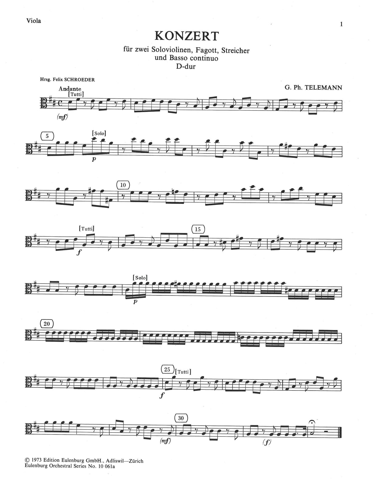 Telemann: Concerto for 2 Violins, Bassoon and String Orchestra, TWV 53:D4