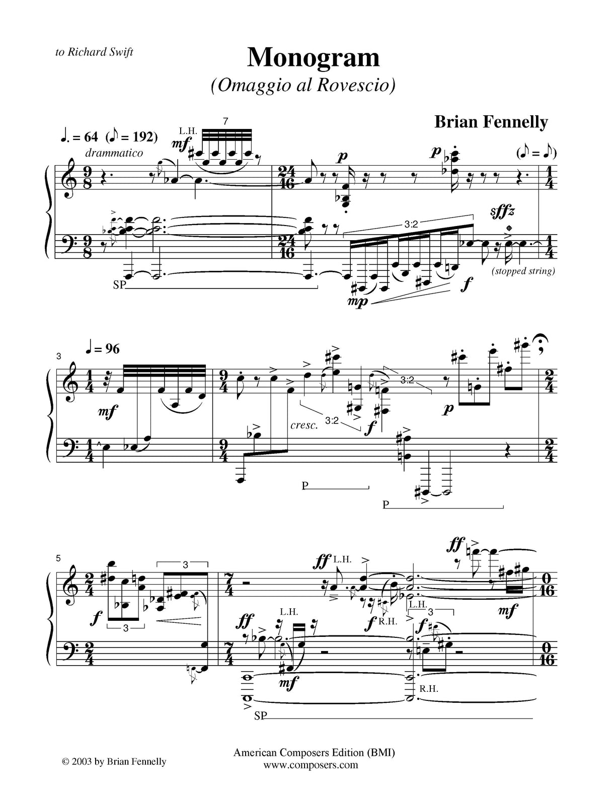Fennelly: Three Pieces for Piano