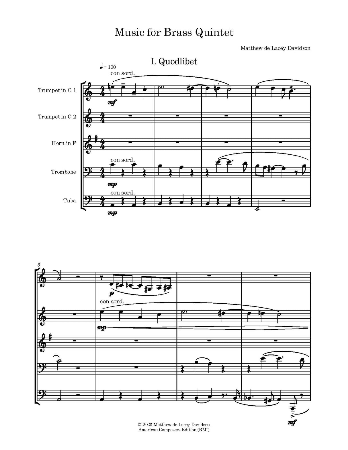 Davidson: Music for Brass Quintet
