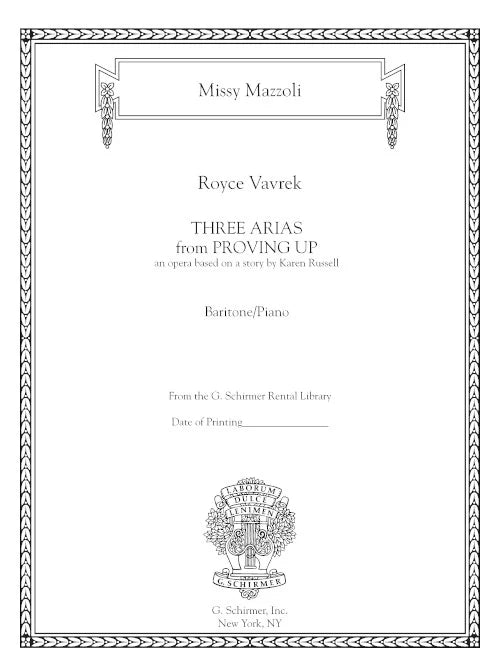 Mazzoli: 3 Arias from "Proving Up"