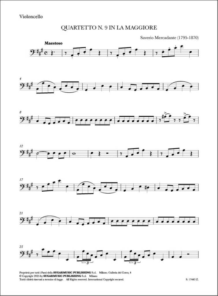 Mercadante: Quartet No. 9 in A Major