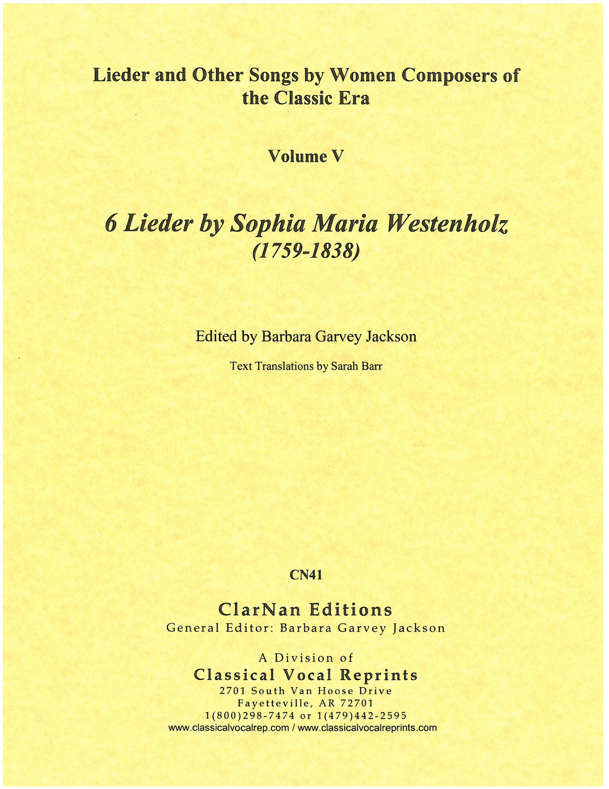 Westenholz: 6 Lieder