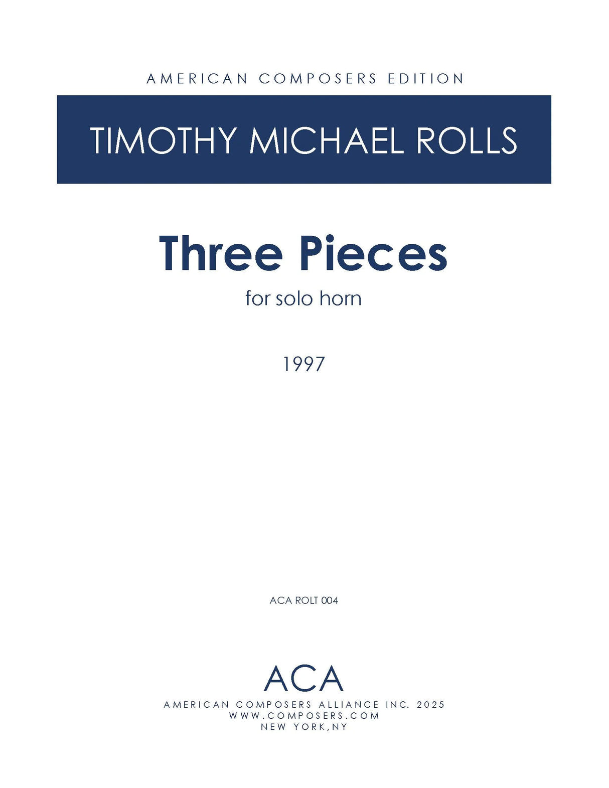 Rolls: 3 Pieces for Solo Horn
