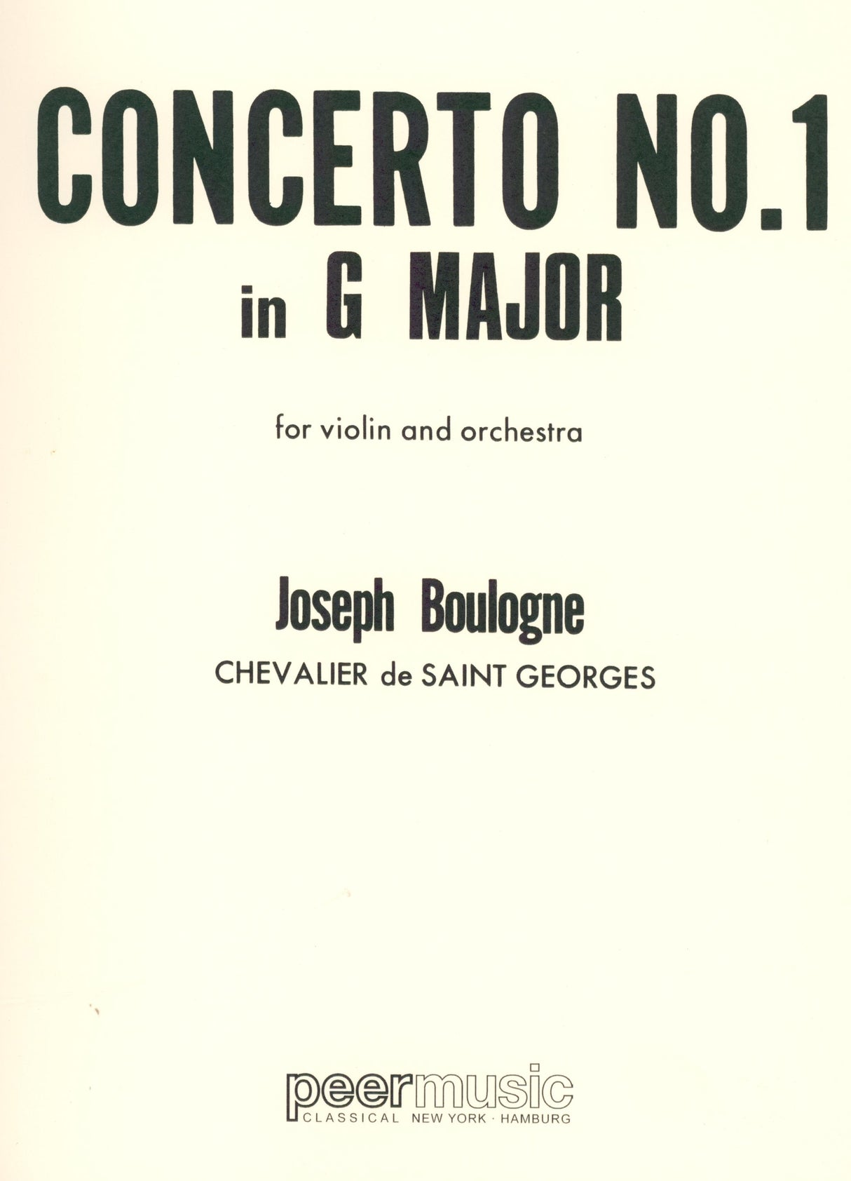 Saint-Georges: Violin Concerto No. 1 in G Major