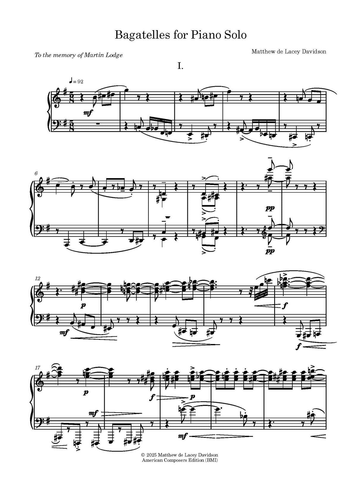 Davidson: Bagatelles for Piano