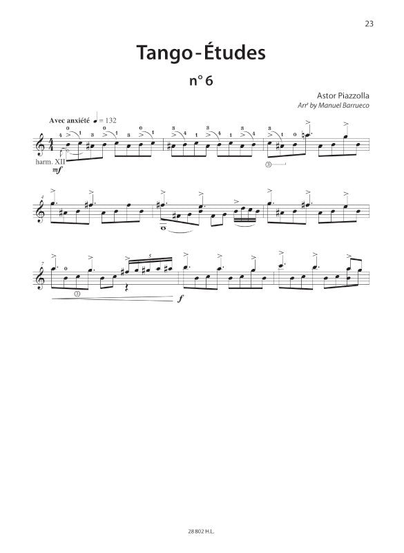 Piazzolla: Tango Etudes (for guitar)