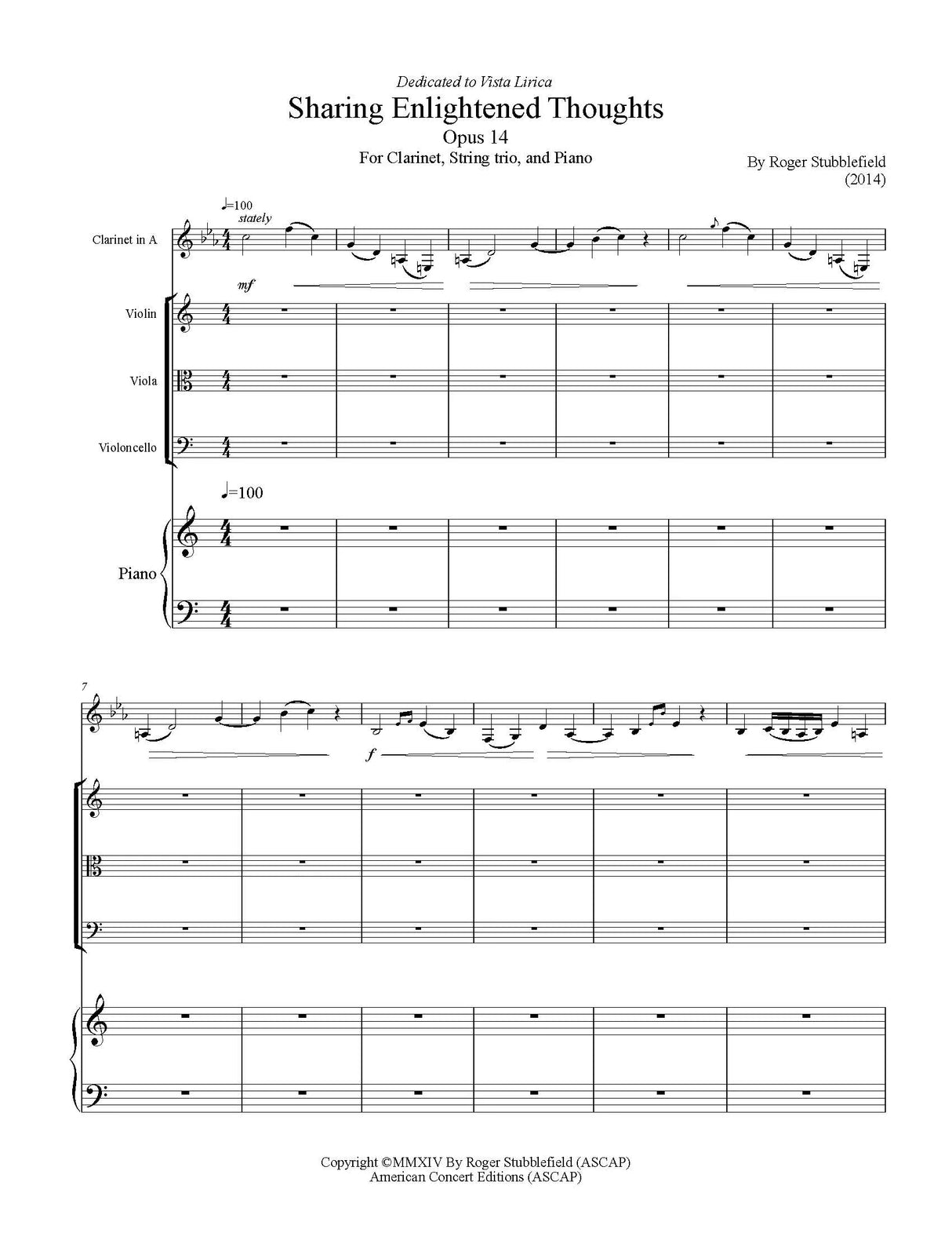 Stubblefield: Sharing Enlightened Thoughts, Op. 14