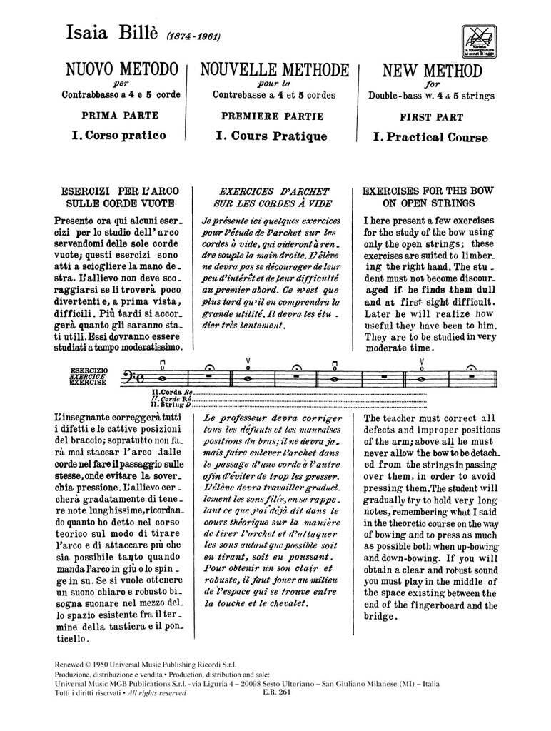 Billé: New Method for Double Bass – Volume 1
