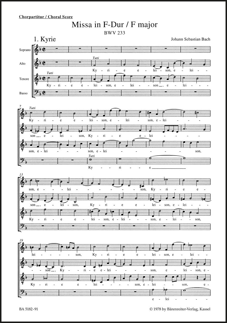 Bach: Mass in F Major, BWV 233