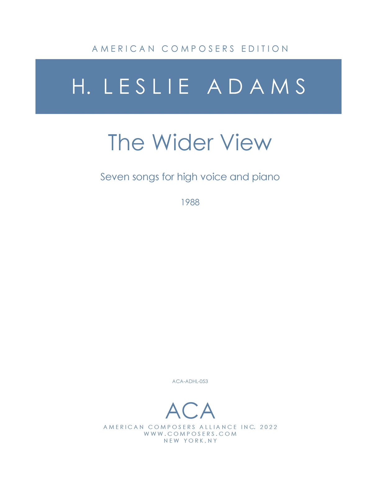 H.L. Adams: The Wider View