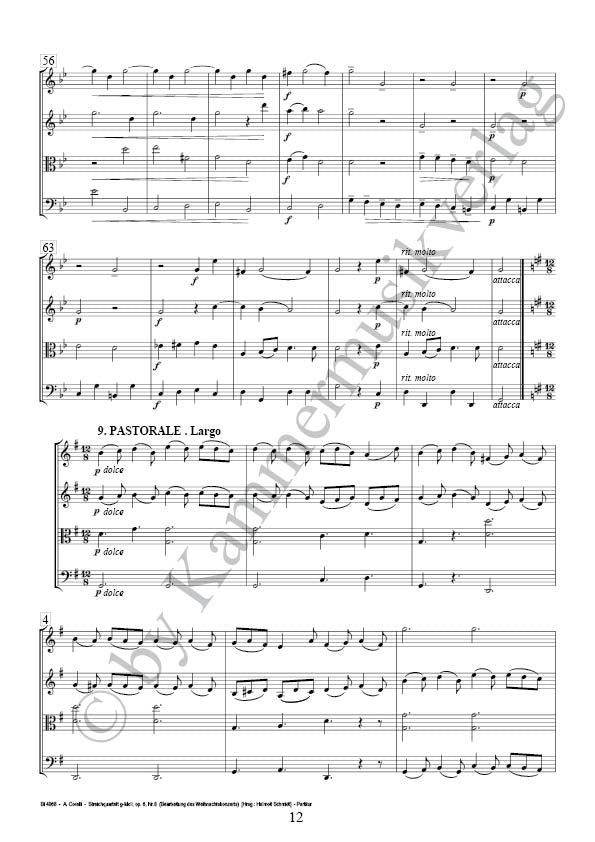 Corelli: Concerto grosso in G Minor, Op. 6, No. 8 (arr. for string quartet)