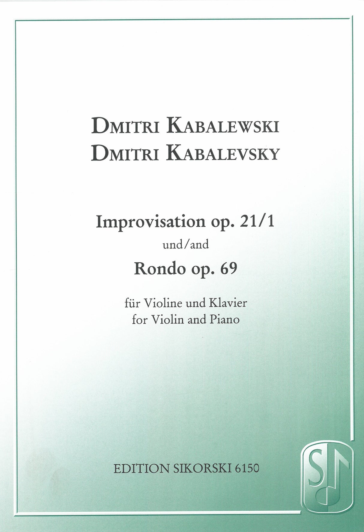 Kabalevsky: Improvisation, Op. 21 & Rondo, Op. 69