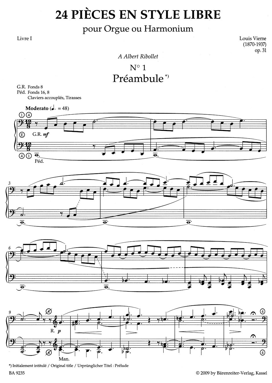 Vierne: Pièces en style libre, Op. 31 - Livre I