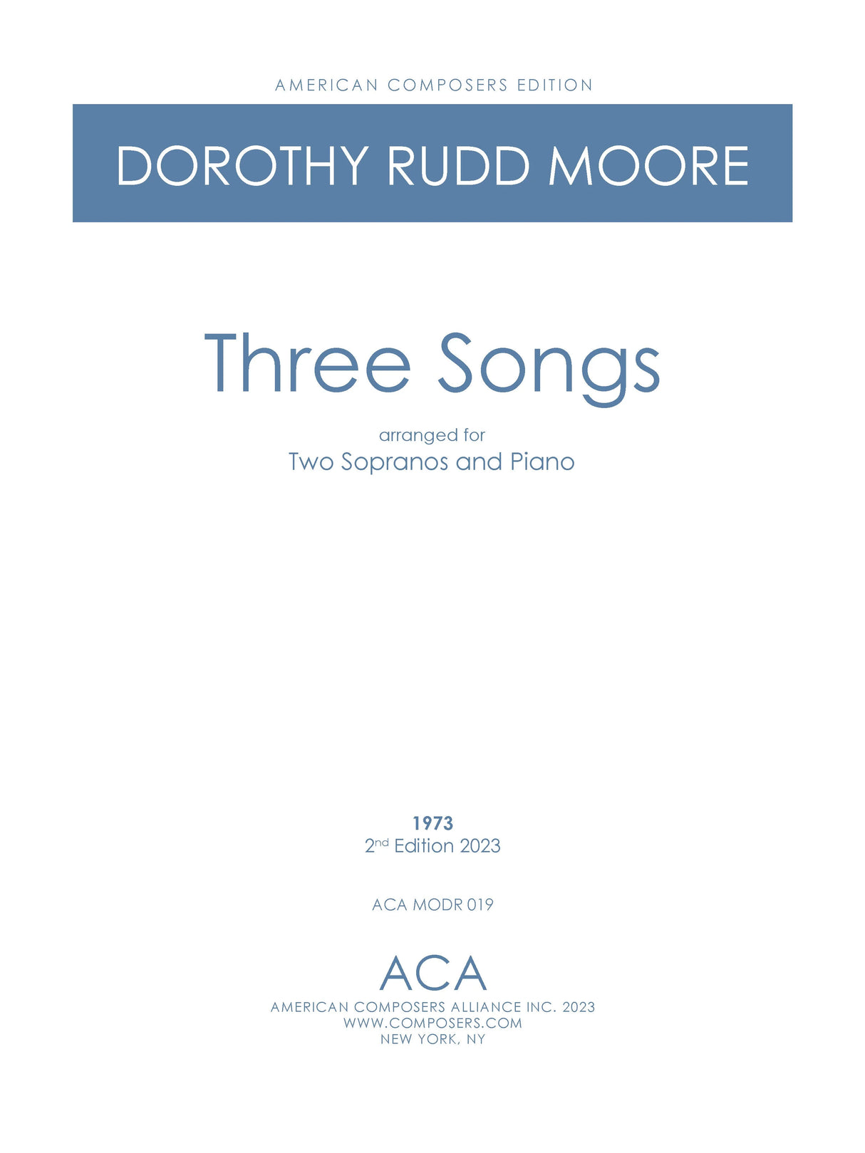 3 Songs (arr. for 2 sopranos & piano)
