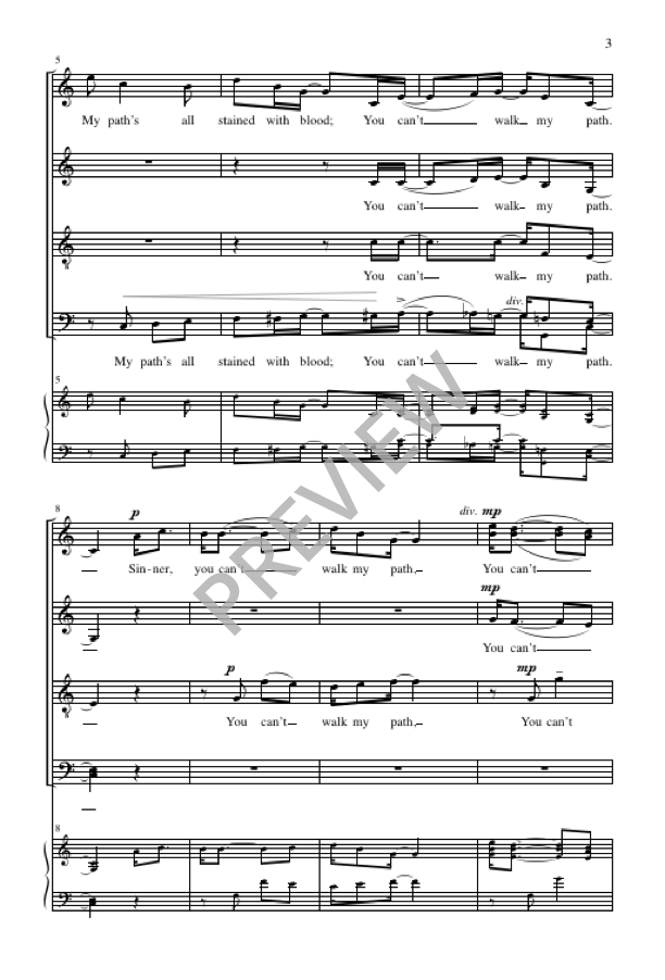 Sinner, You Can't Walk My Path (arr. for SATB)