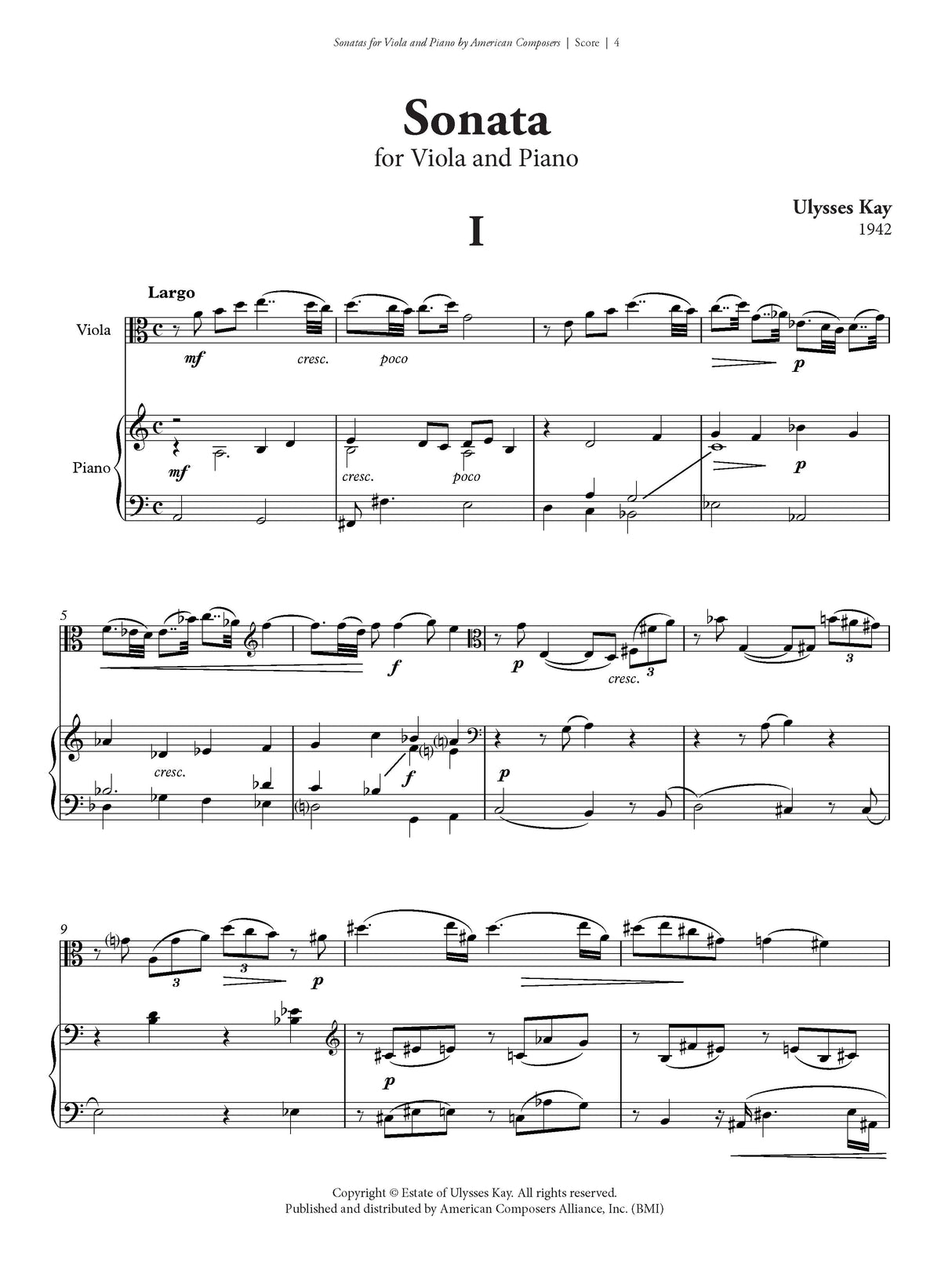 Viola Sonatas by American Composers