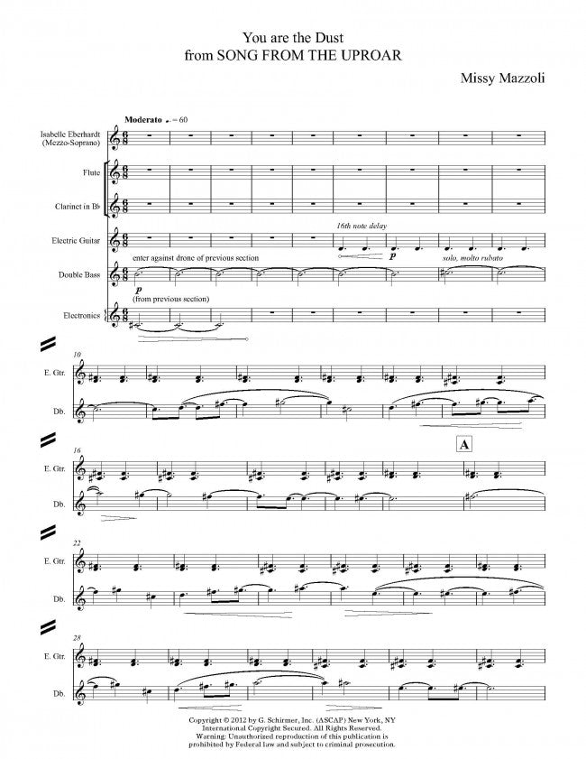 Mazzoli: You Are the Dust (Version for Mezzo & Ensemble)
