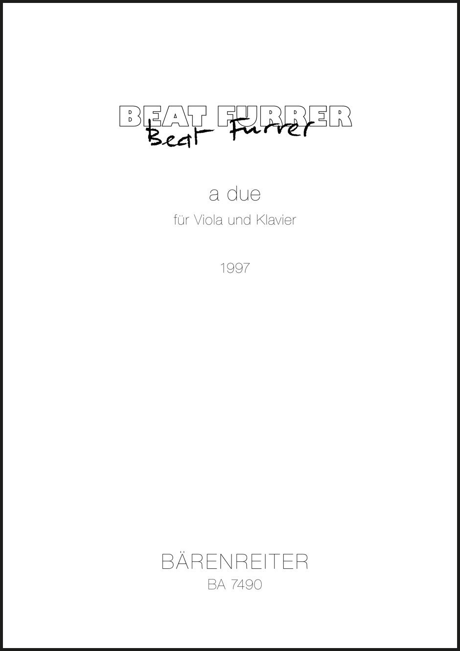 Furrer: a due for Viola and Piano