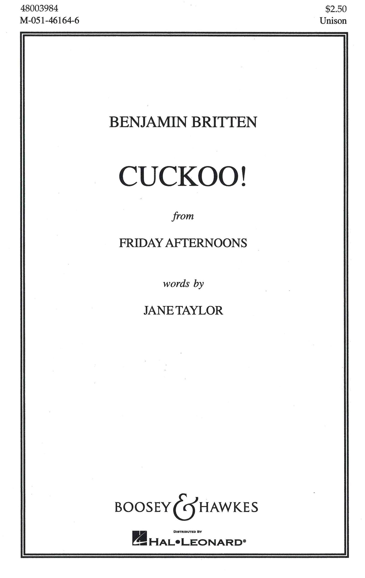 Britten: Cuckoo! from "Friday Afternoons"
