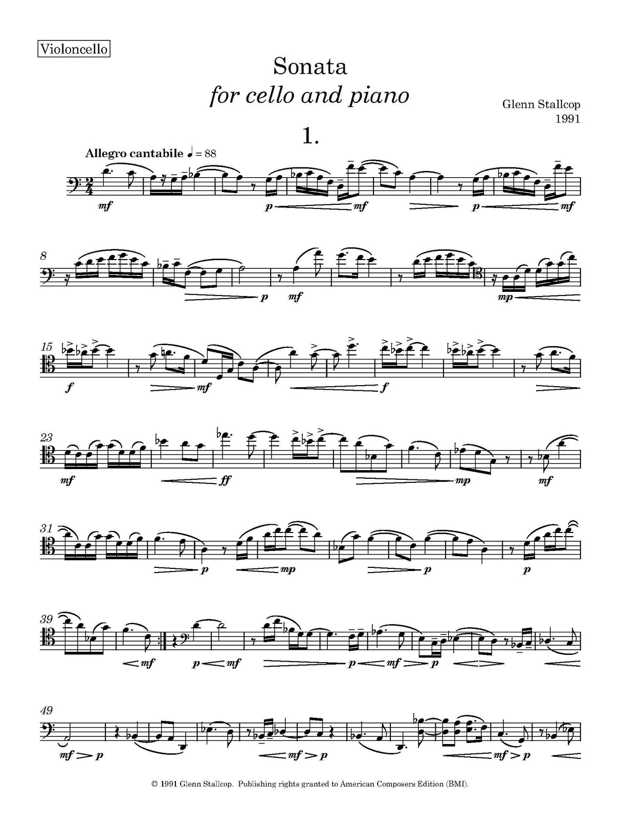 Stallcop: Cello Sonata