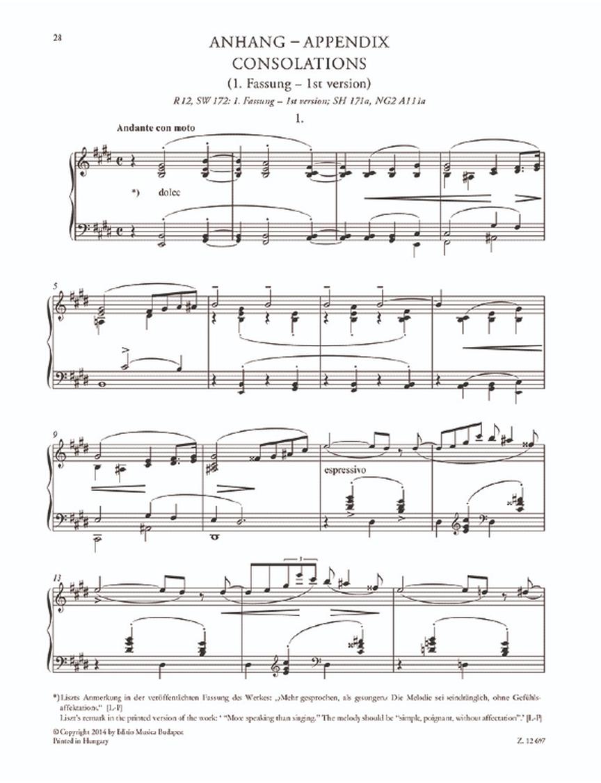 Liszt: Consolations