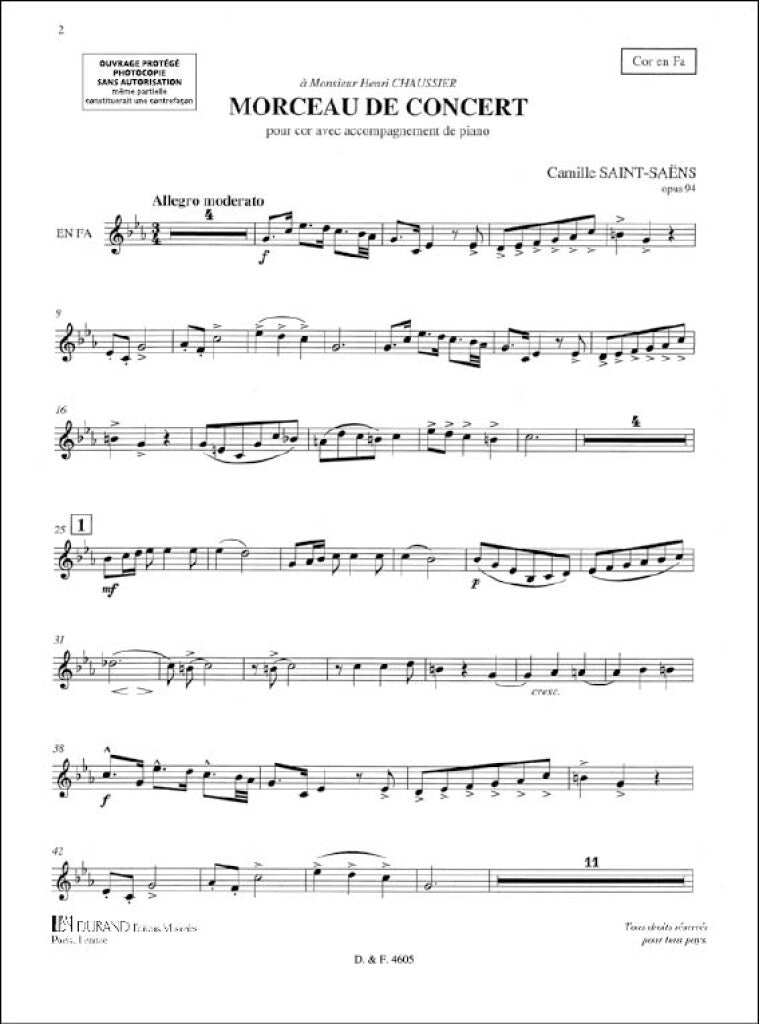 Saint-Saëns: Morceau de Concert, Op. 94