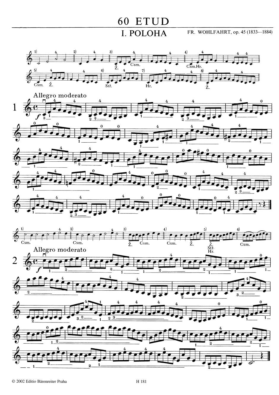 Wohlfahrt: 60 Studies, Op. 45