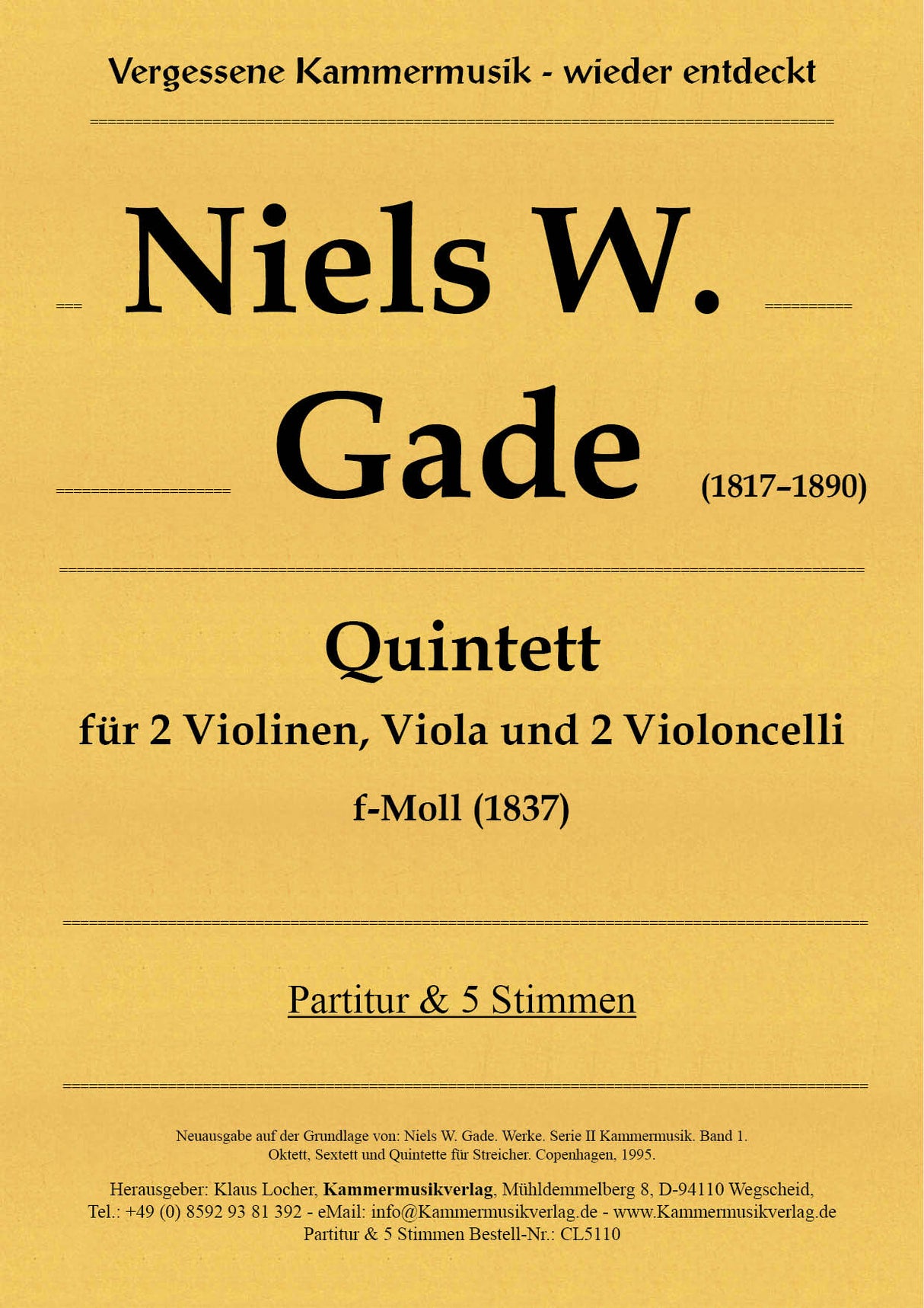 Gade: String Quintet in F Minor