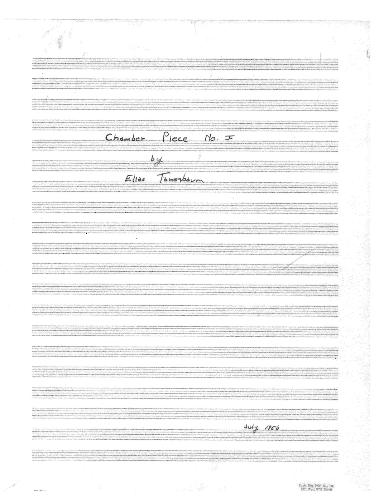 Tanenbaum: Chamber Piece No. 1
