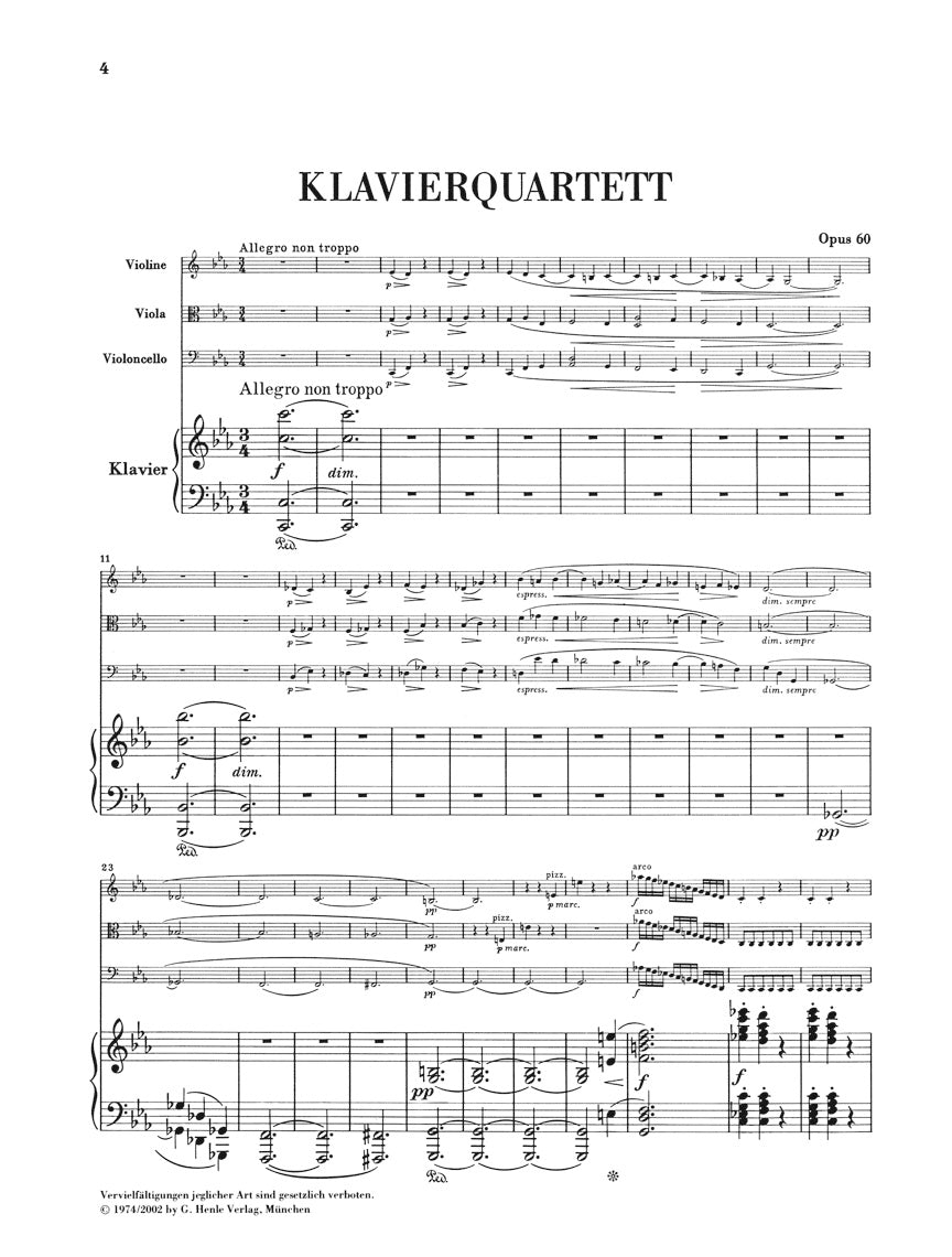 Brahms: Piano Quartet in C Minor, Op. 60