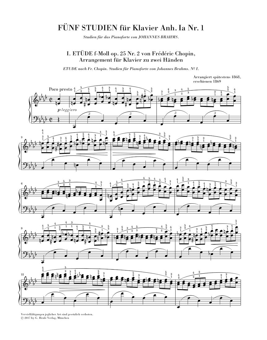 Brahms: Arrangements of works by other composers for piano or for the left hand alone