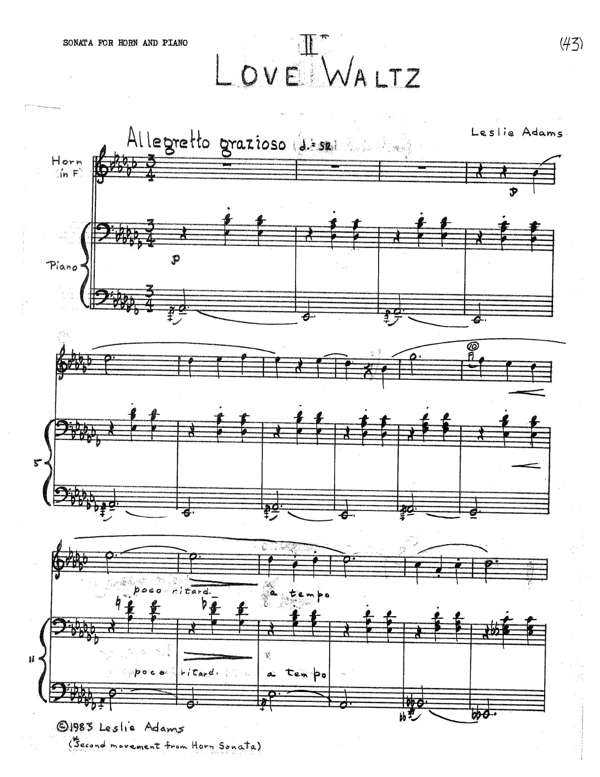 H.L. Adams: Horn Sonata